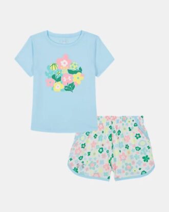 Floral Logo Infant Woven Microfiber Shorts Set