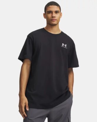 Herren-Kurzarm-Shirt mit gesticktem UA-Logo, schweres Material