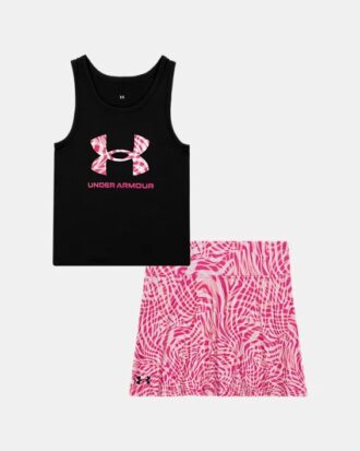 Logo Printed Stretch Little Tank & Skort Set