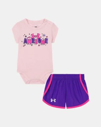 Tolles Logo-Set aus Body für Neugeborene und Shorts aus gewebter Mikrofaser