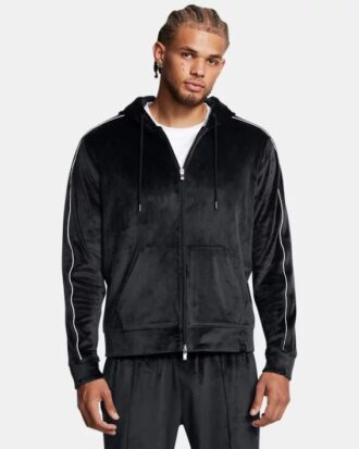 Velours-Hoodie mit durchgehendem Reißverschluss Velours-Hoodie mit durchgehendem Reißverschluss